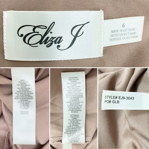 Eliza J Lattice Pattern Sequin Sheath Dress Rose Gold Taupe Women’s Size 6 - Picture 15 of 16